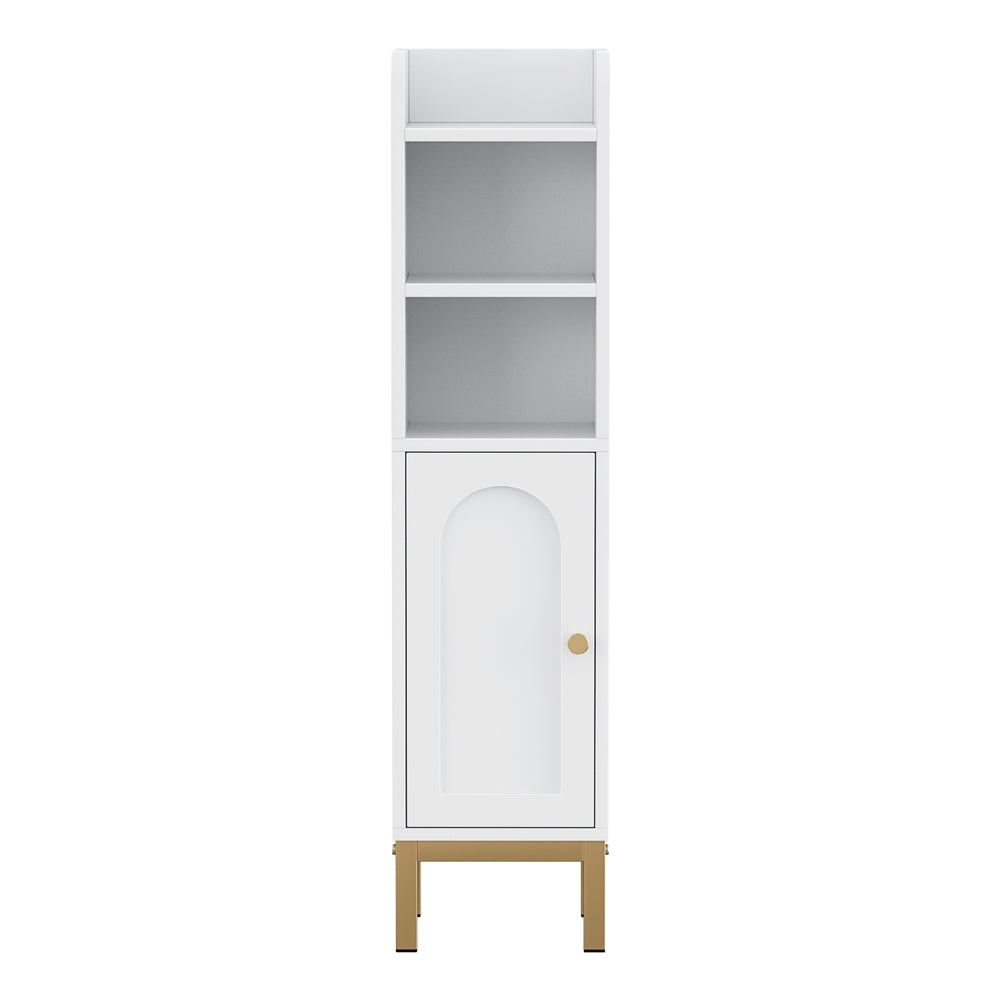 Artiss Bathroom Storage Cabinet Floor Organizer Toilet Corner Adjustable Shelf with Door White Awezingly