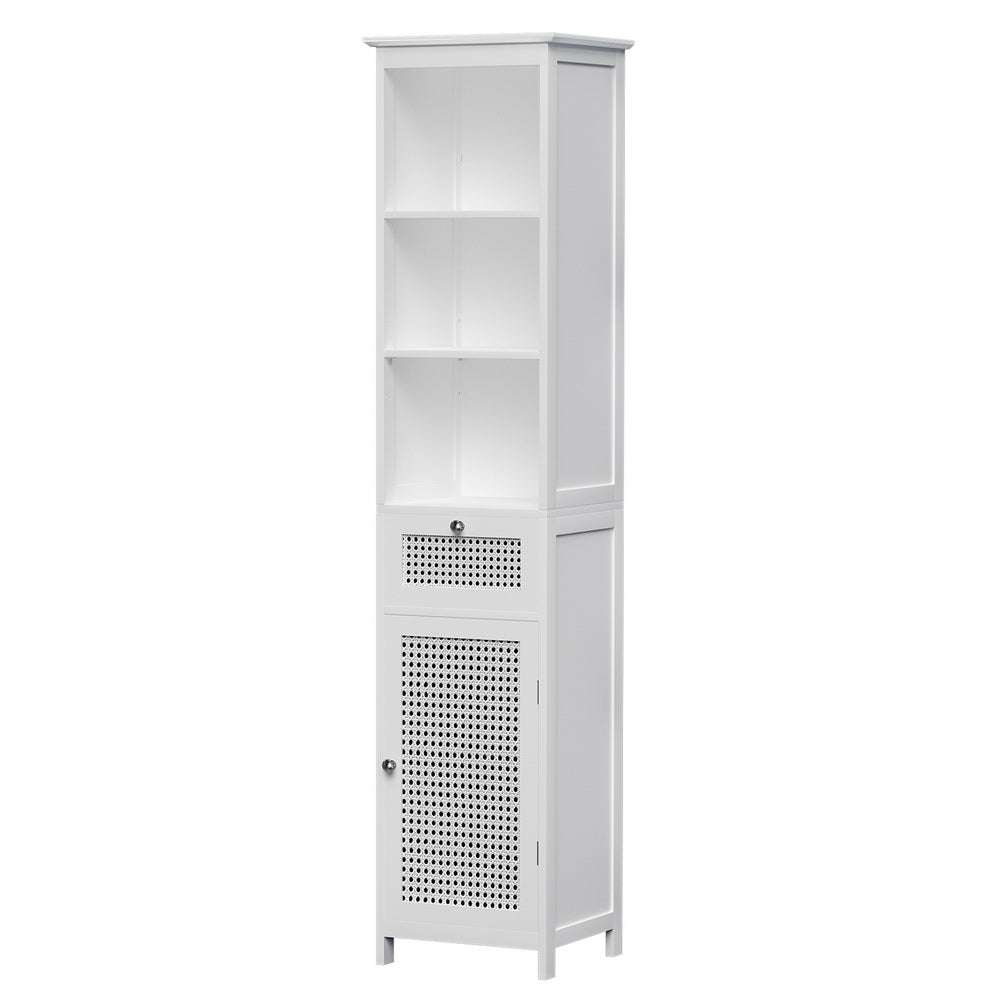 Artiss Bathroom Cabinet Storage 161cm White Rattan Tallboy Toilet Cupboard Artiss