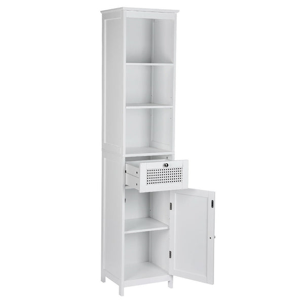 Artiss Bathroom Cabinet Storage 161cm White Rattan Tallboy Toilet Cupboard Artiss