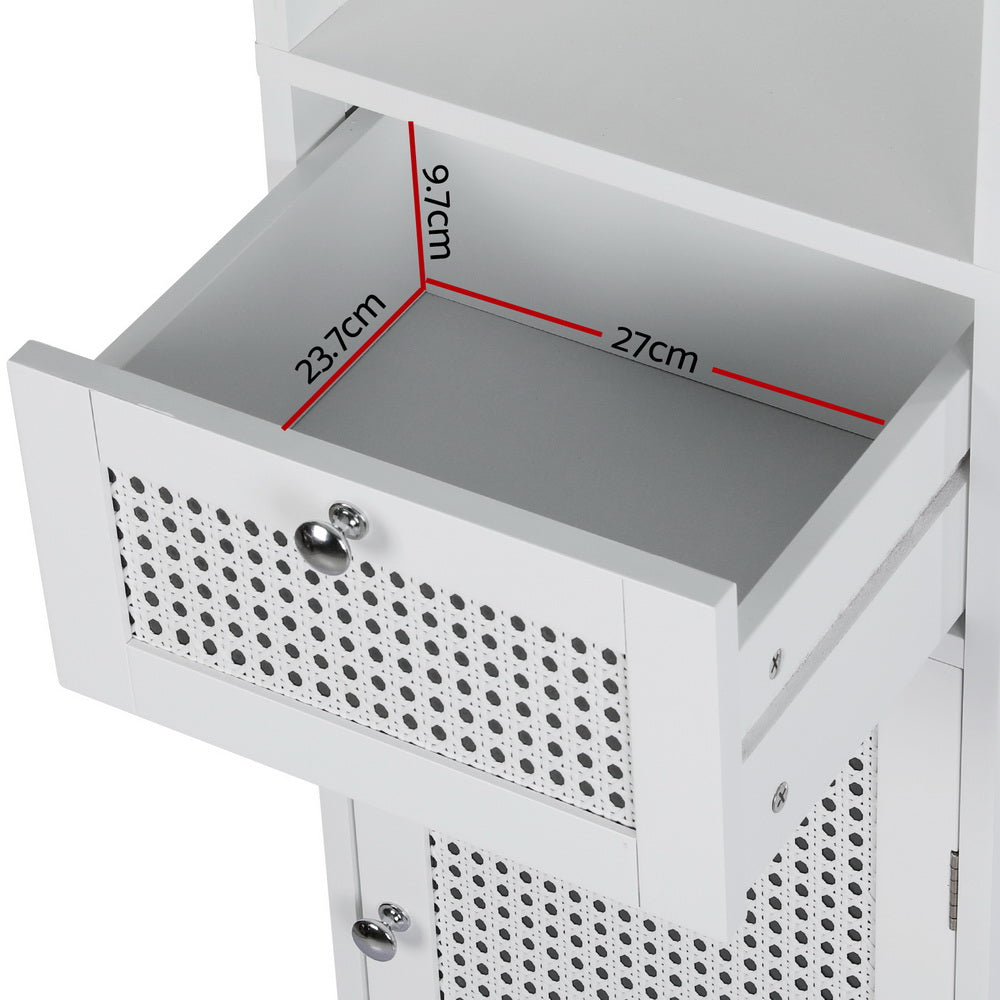 Artiss Bathroom Cabinet Storage 161cm White Rattan Tallboy Toilet Cupboard Artiss