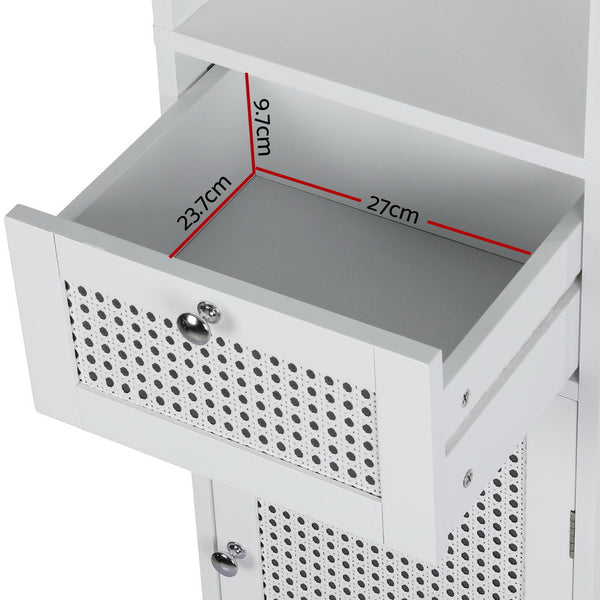 Artiss Bathroom Cabinet Storage 161cm White Rattan Tallboy Toilet Cupboard Artiss