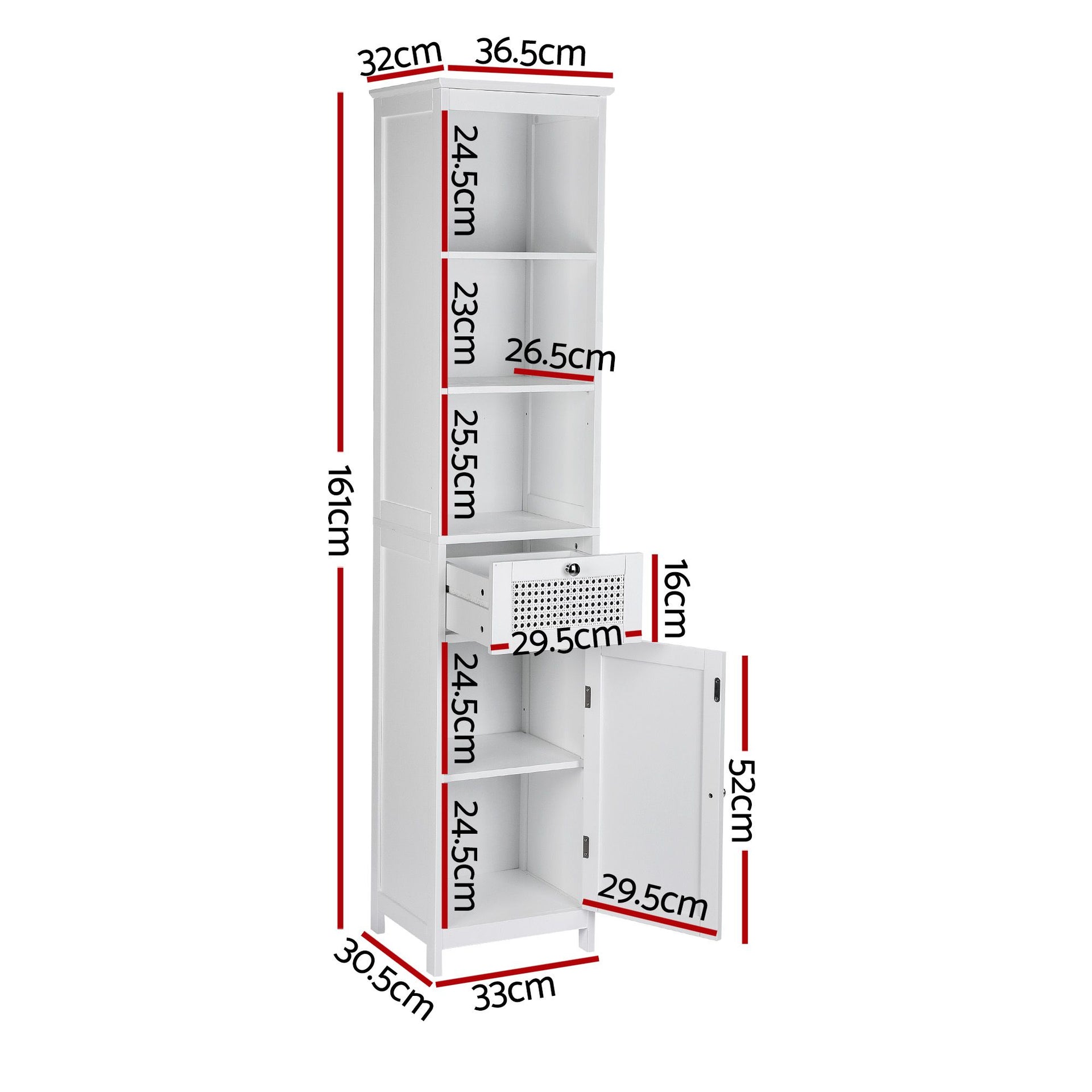 Artiss Bathroom Cabinet Storage X2 White Rattan 161cm Awezingly