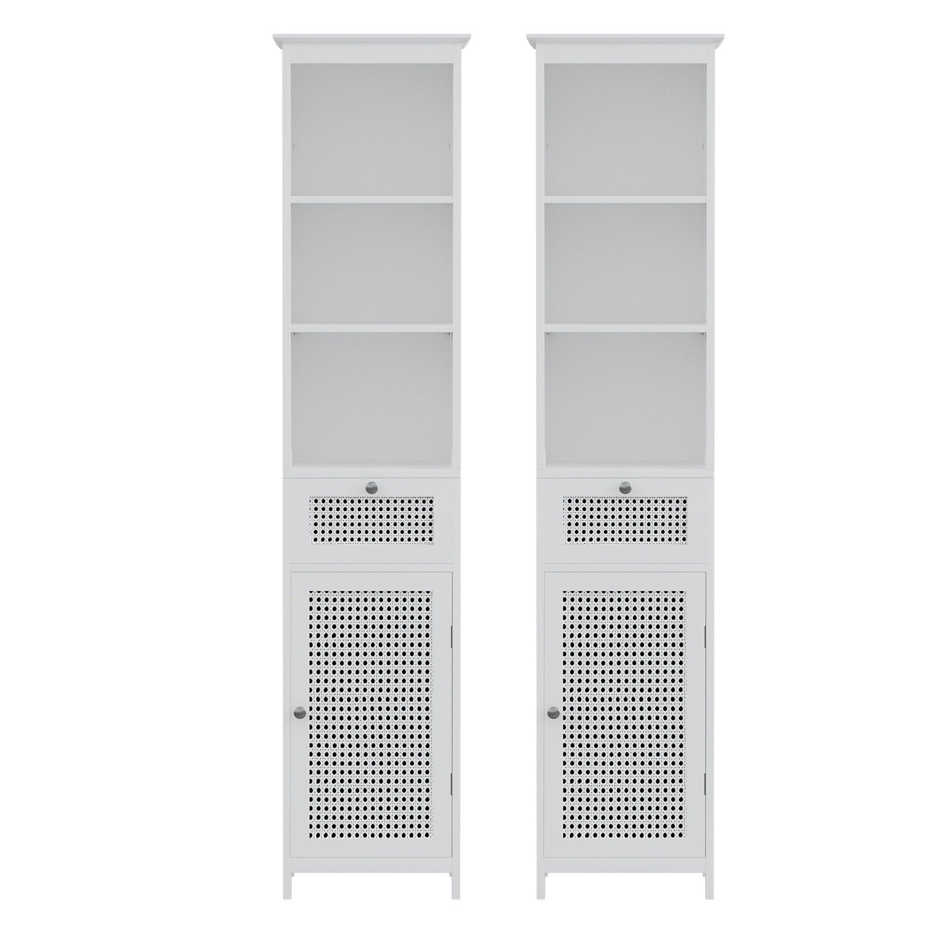 Artiss Bathroom Cabinet Storage X2 White Rattan 161cm Awezingly