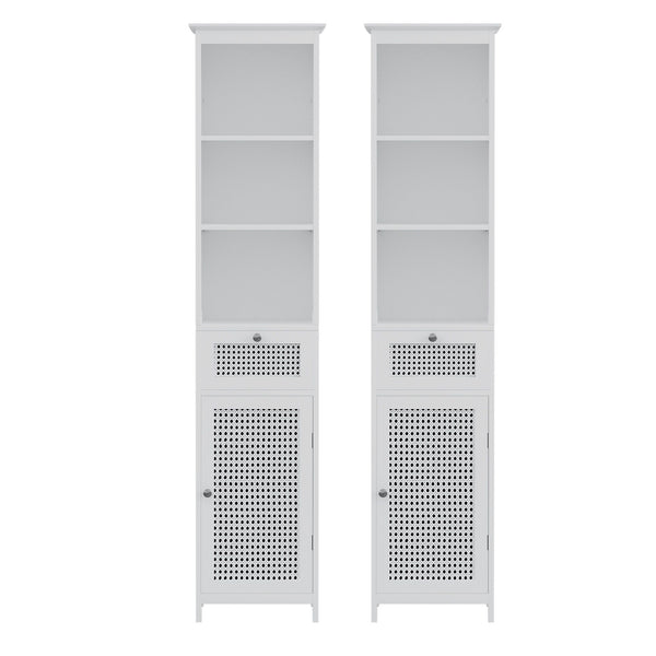 Artiss Bathroom Cabinet Storage X2 White Rattan 161cm Awezingly