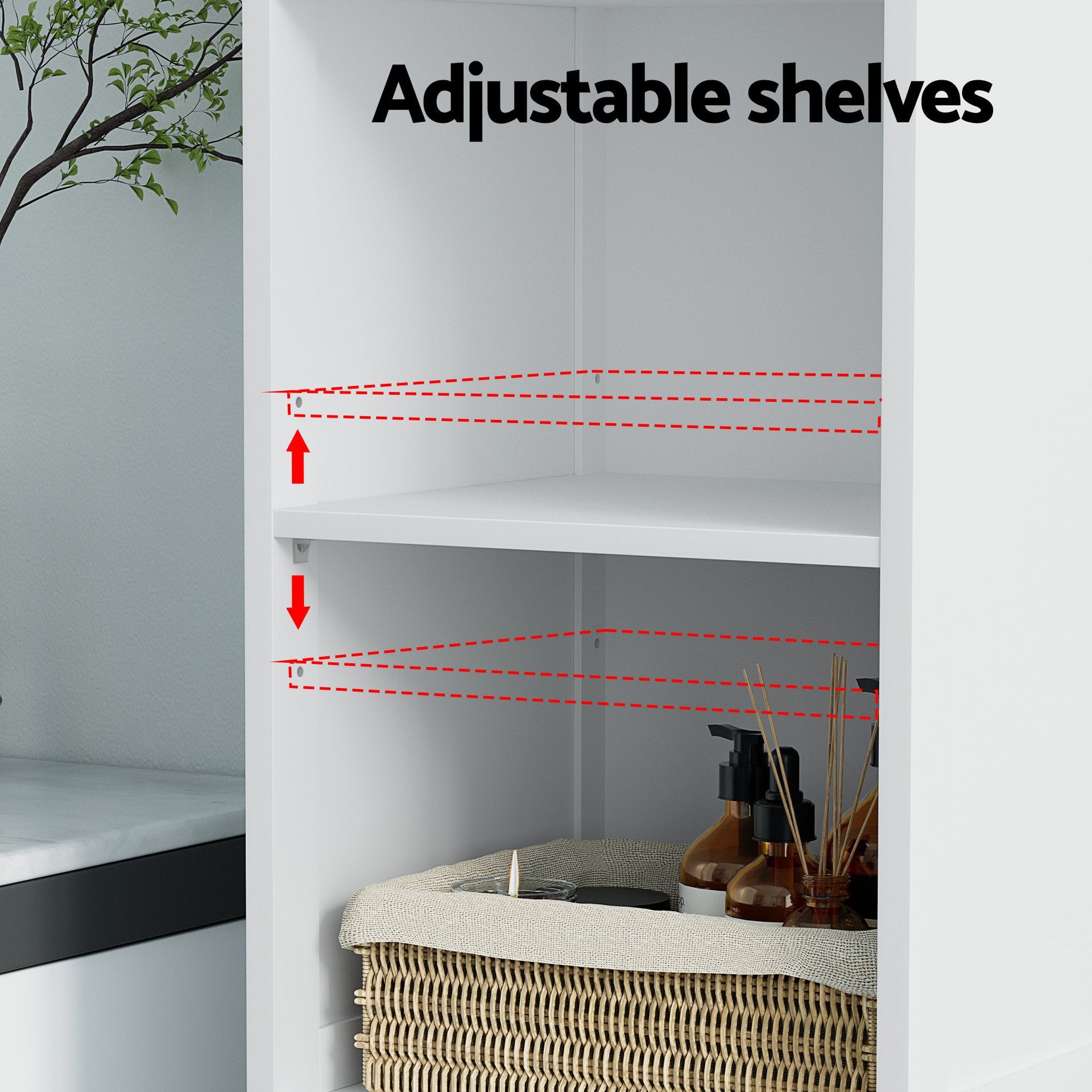 Artiss Bathroom Cabinet Storage X2 White Rattan 161cm Awezingly