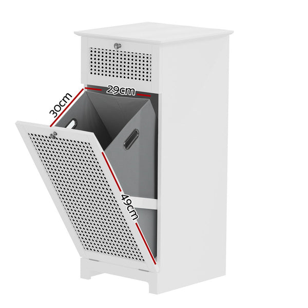 Artiss Laundry Hamper Cabinet Bathroom Storage White Rattan Clothes Basket Artiss