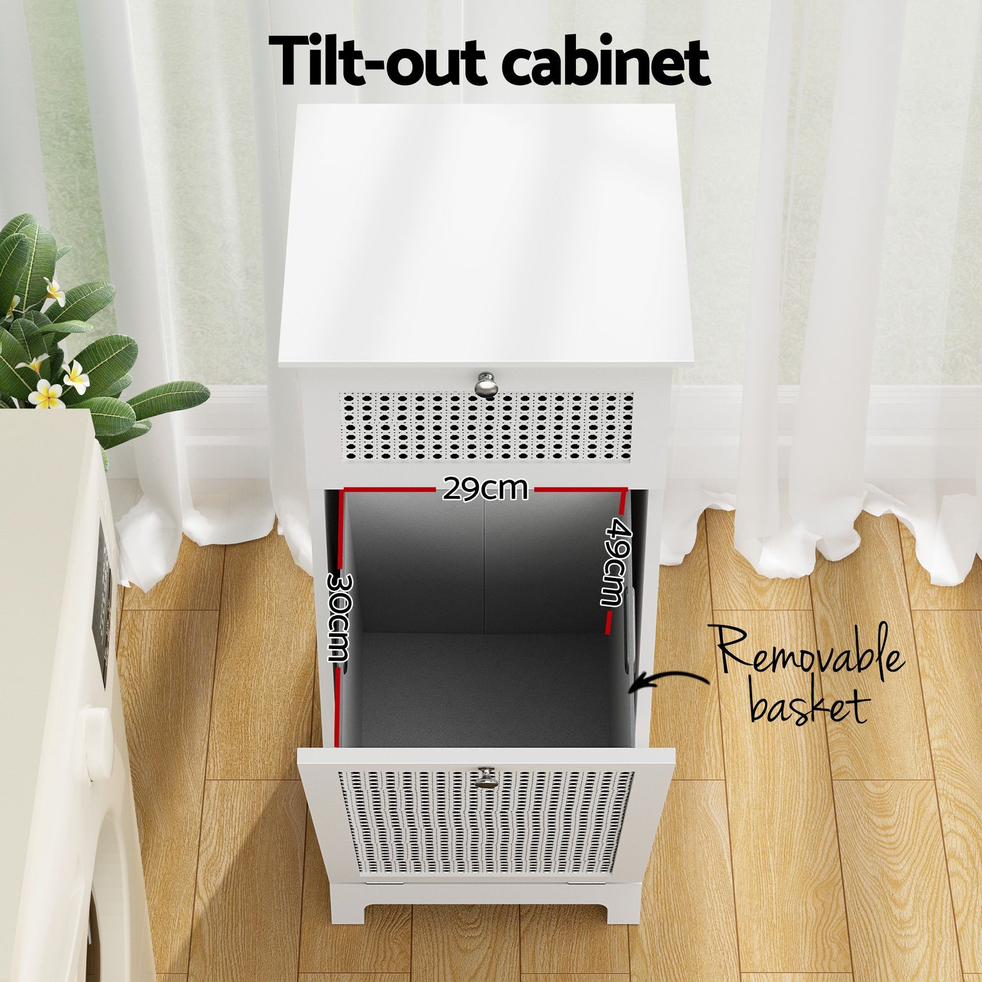 Artiss 2X Laundry Hamper Cabinet Bathroom Storage White Rattan Awezingly