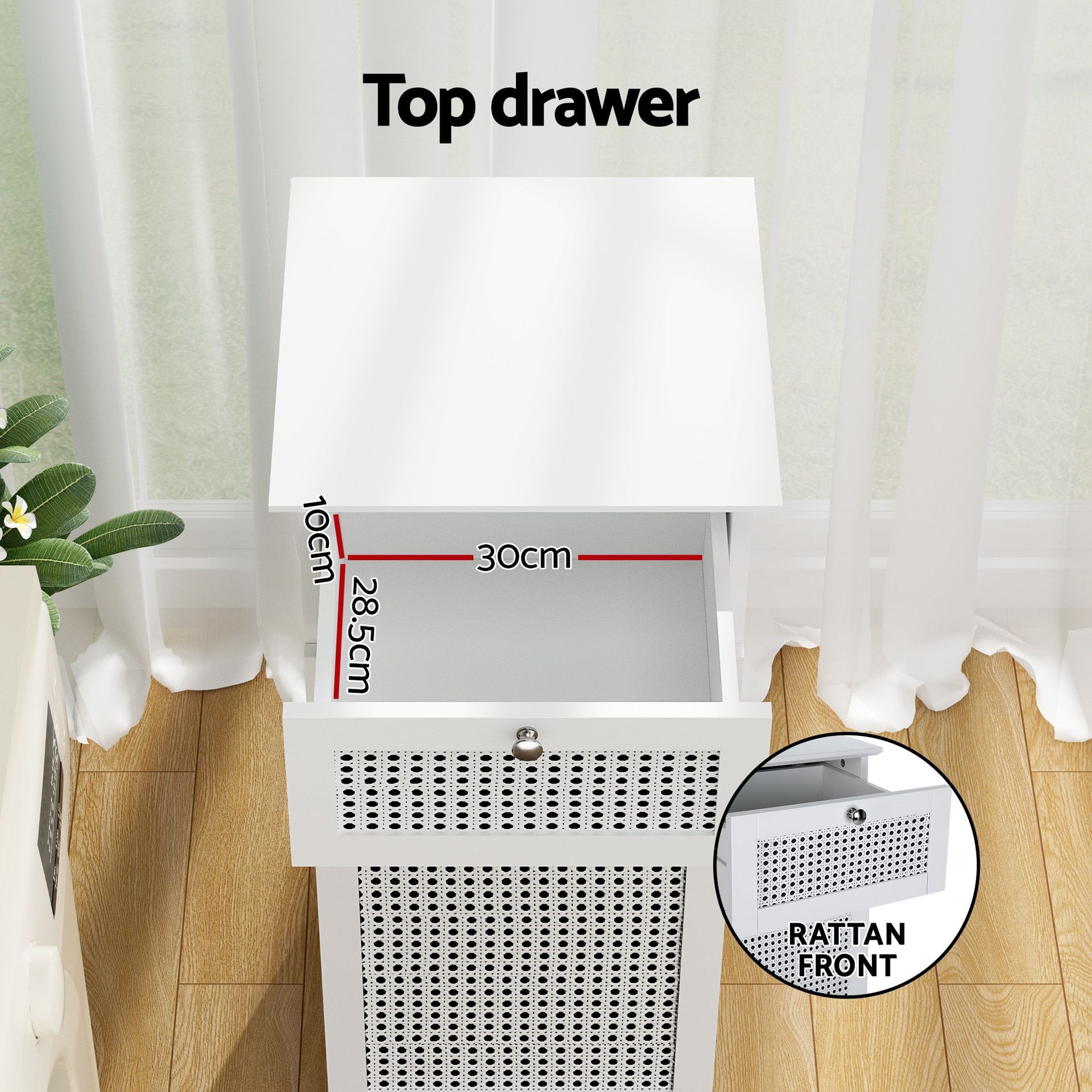 Artiss 2X Laundry Hamper Cabinet Bathroom Storage White Rattan Awezingly