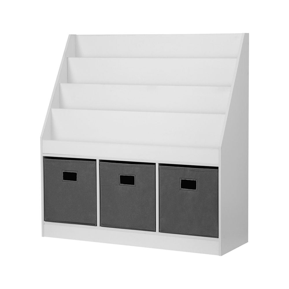 Keezi Kids Bookshelf 4 Tiers Magazine Rack Toy Box Organiser Storage Display Shelf Awezingly