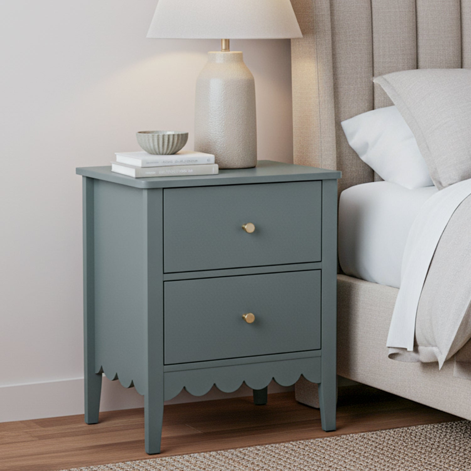 Artiss Bedside Table 2 Drawers Bedroom Storage Nightstand Green Awezingly