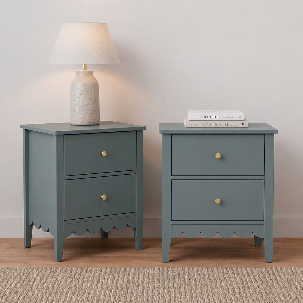 Artiss 2X Bedside Table 2 Drawers Bedroom Storage Nightstand Green Awezingly