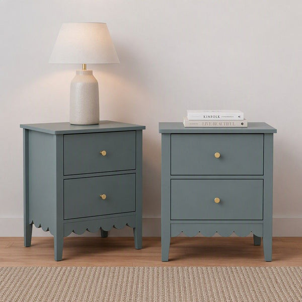 Artiss 2X Bedside Table 2 Drawers Bedroom Storage Nightstand Green Awezingly