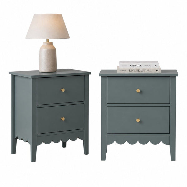 Artiss 2X Bedside Table 2 Drawers Bedroom Storage Nightstand Green Awezingly