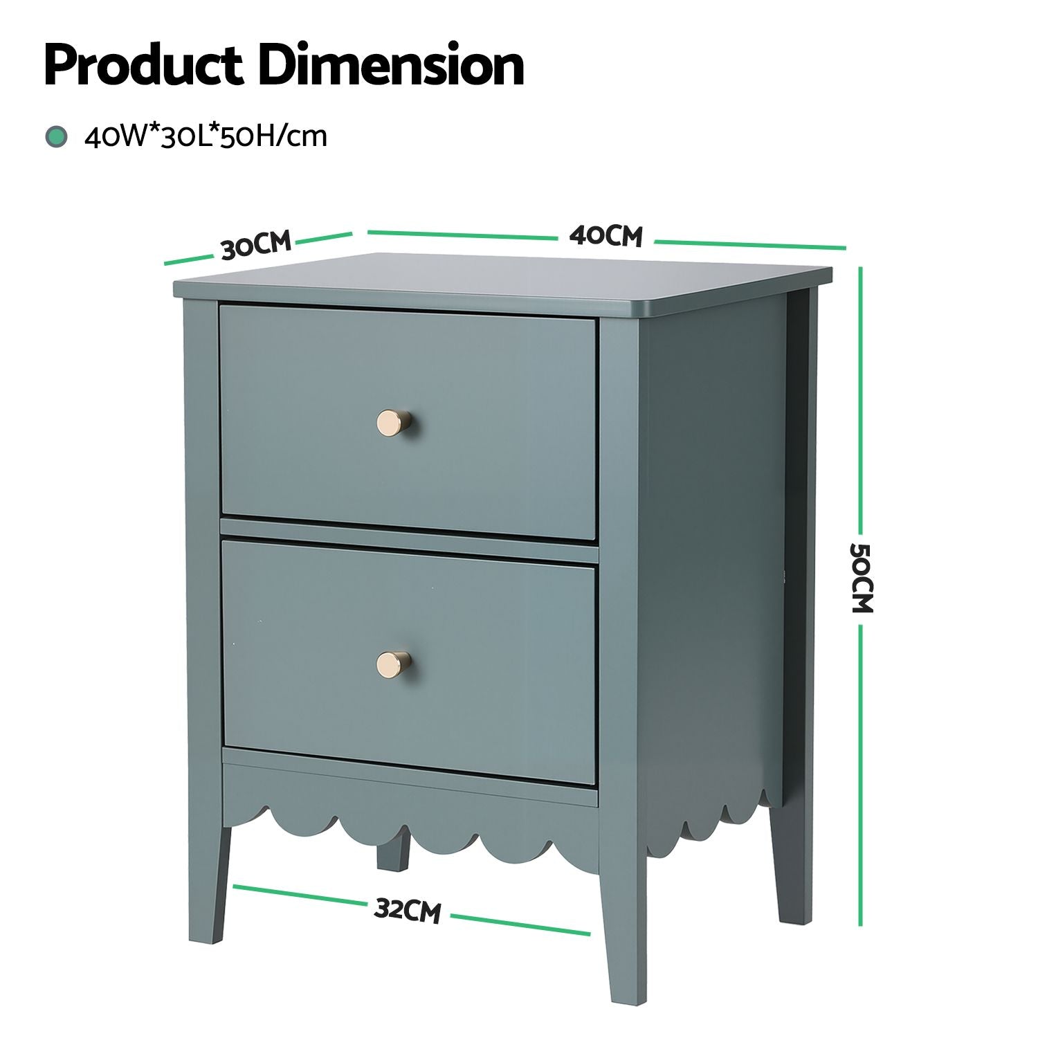 Artiss 2X Bedside Table 2 Drawers Bedroom Storage Nightstand Green Awezingly