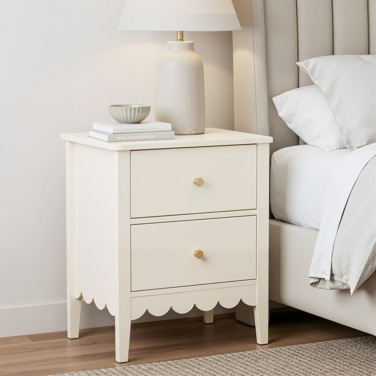 Artiss Bedside Table 2 Drawers Bedroom Storage Nightstand Beige Artiss