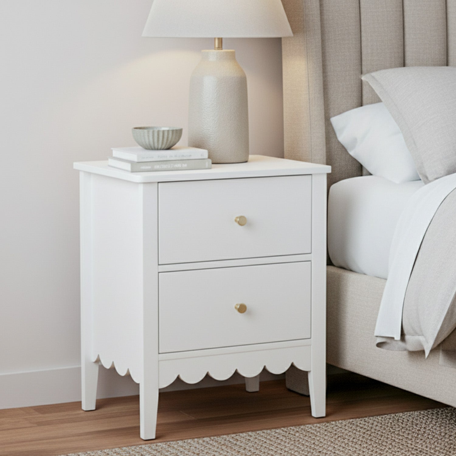 Artiss Bedside Table 2 Drawers Bedroom Storage Nightstand White Awezingly