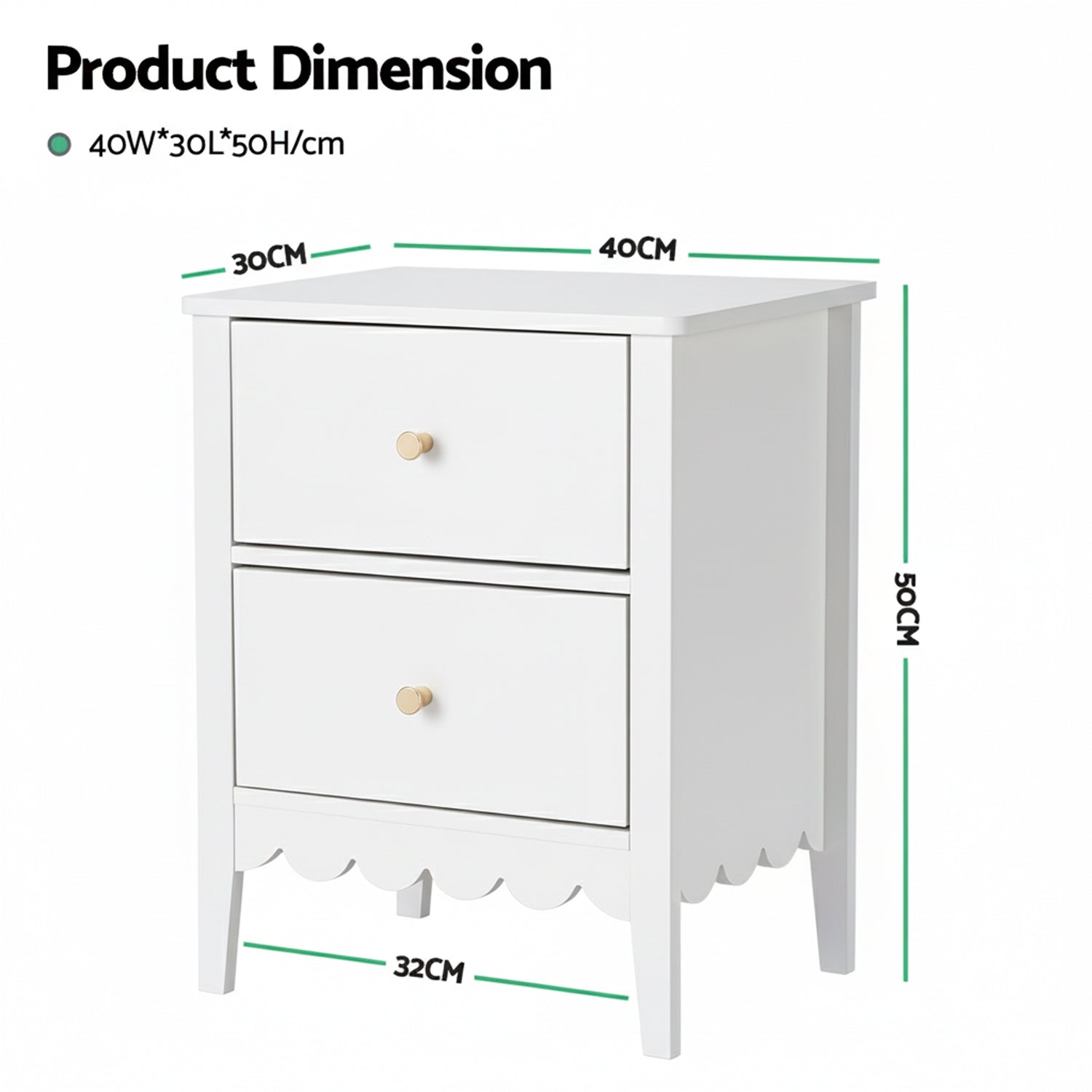 Artiss Bedside Table 2 Drawers Bedroom Storage Nightstand White Awezingly