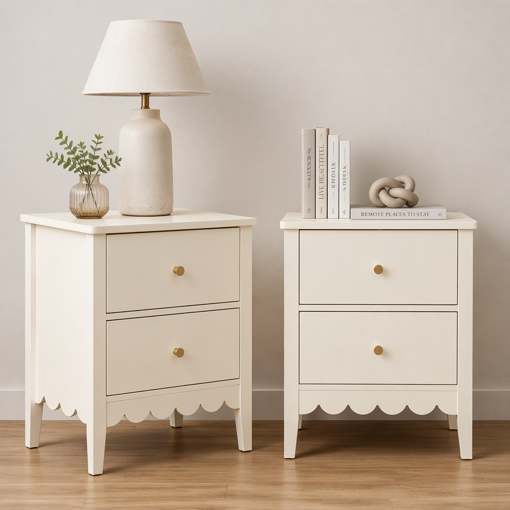 Artiss 2x Bedside Table 2 Drawers Bedroom Storage Nightstand White Awezingly