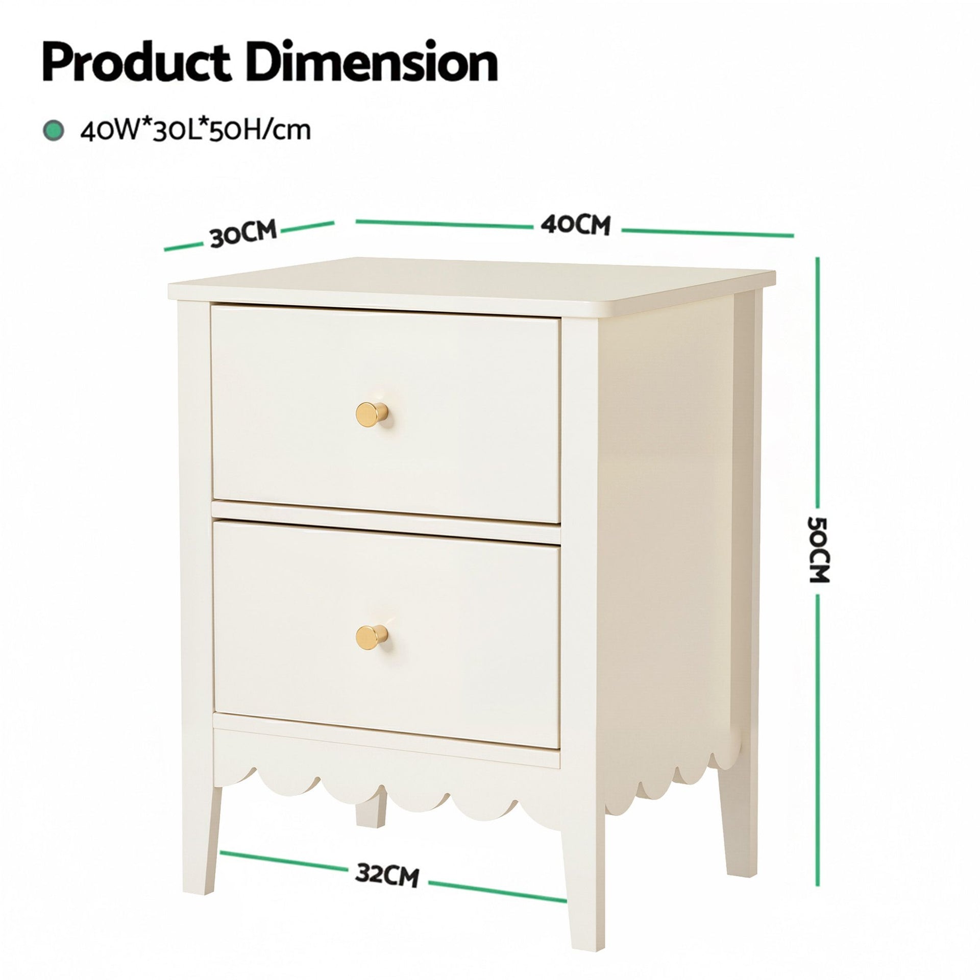 Artiss 2x Bedside Table 2 Drawers Bedroom Storage Nightstand White Awezingly