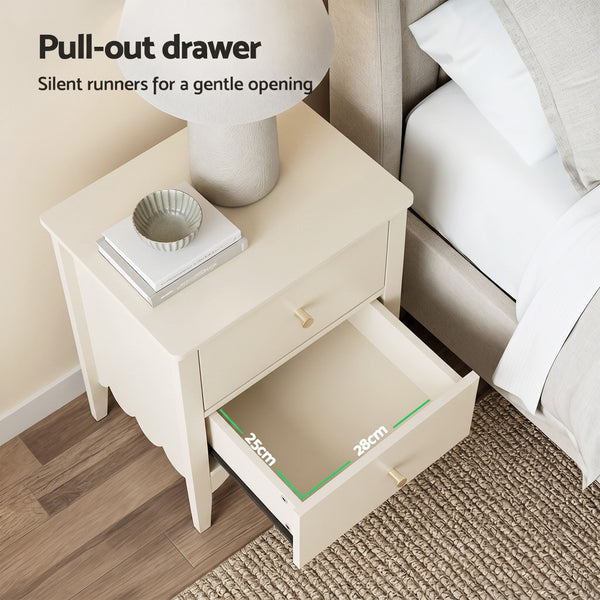 Artiss 2x Bedside Table 2 Drawers Bedroom Storage Nightstand White Awezingly