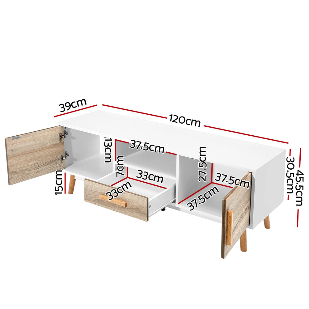 Artiss Wooden Entertainment Unit - White & Wood Artiss