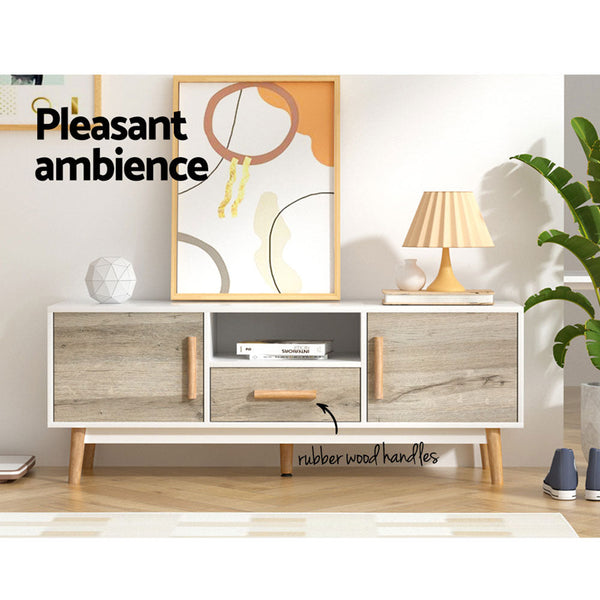 Artiss Wooden Entertainment Unit - White & Wood Artiss