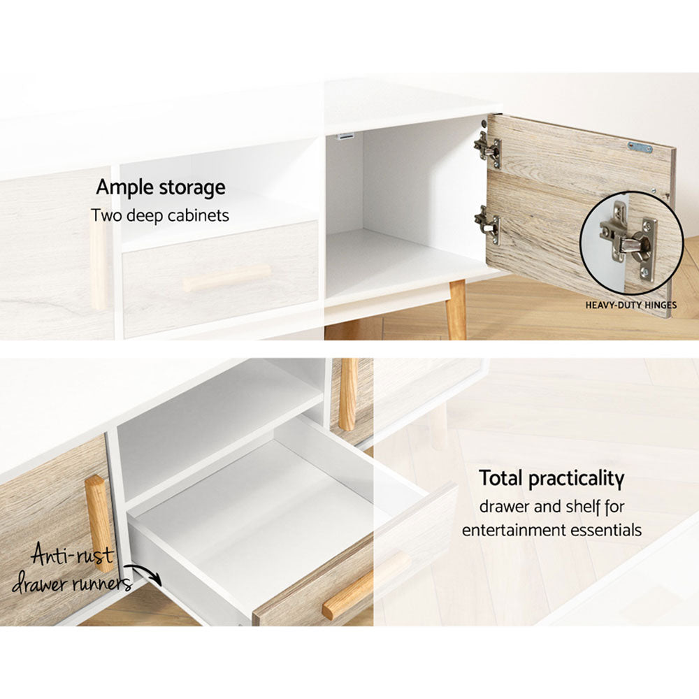 Artiss Wooden Entertainment Unit - White & Wood Artiss