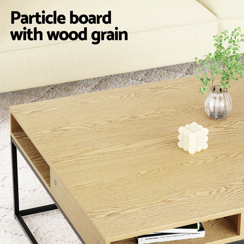 Artiss Coffee Table Storage Shelf Metal Frame Artiss