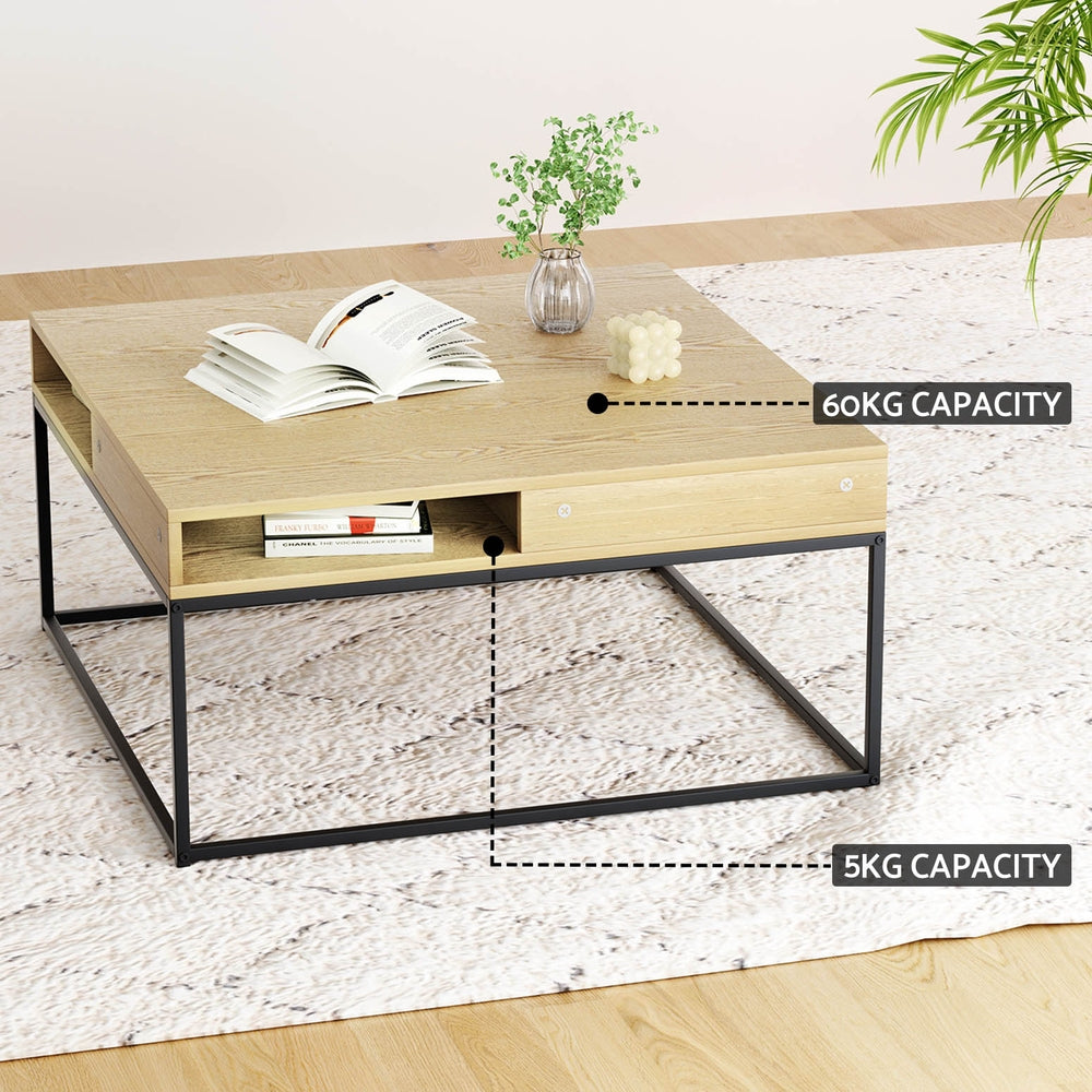 Artiss Coffee Table Storage Shelf Metal Frame Artiss