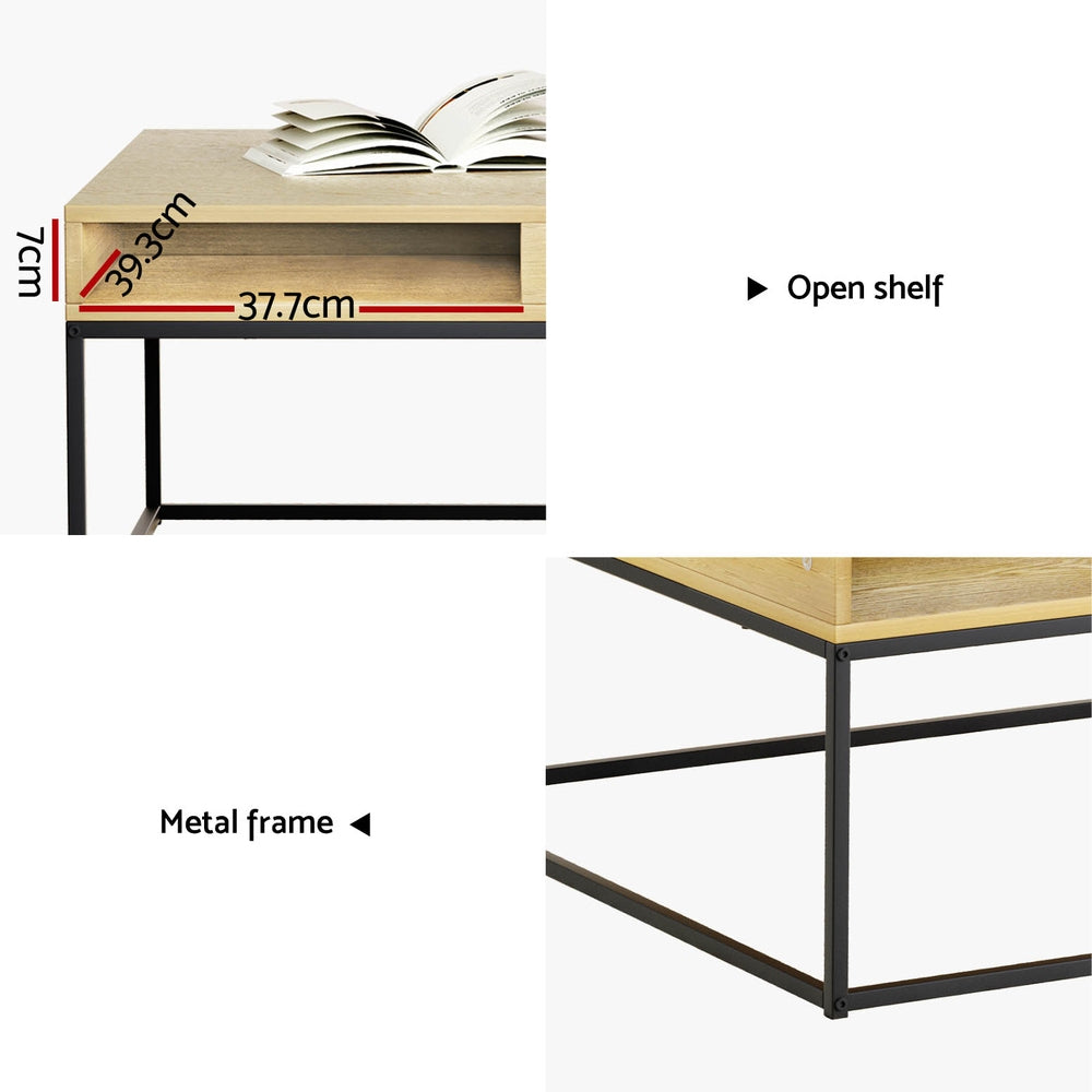 Artiss Coffee Table Storage Shelf Metal Frame Artiss