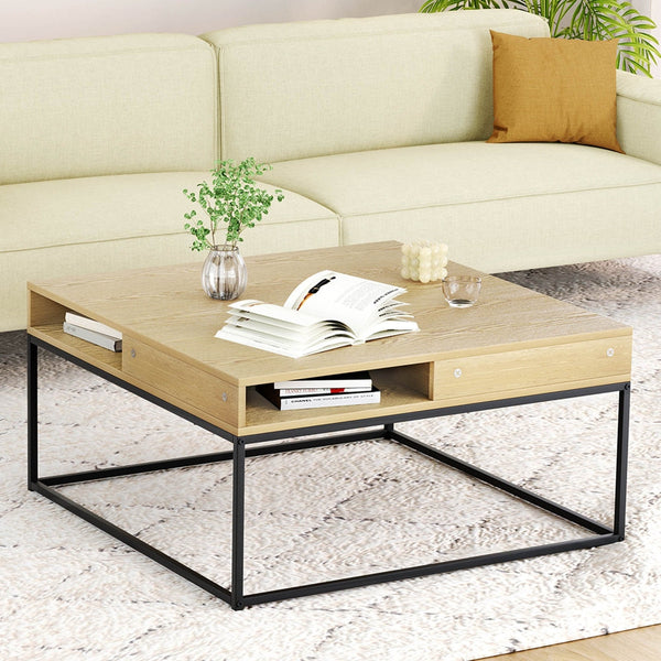 Artiss Coffee Table Storage Shelf Metal Frame Artiss