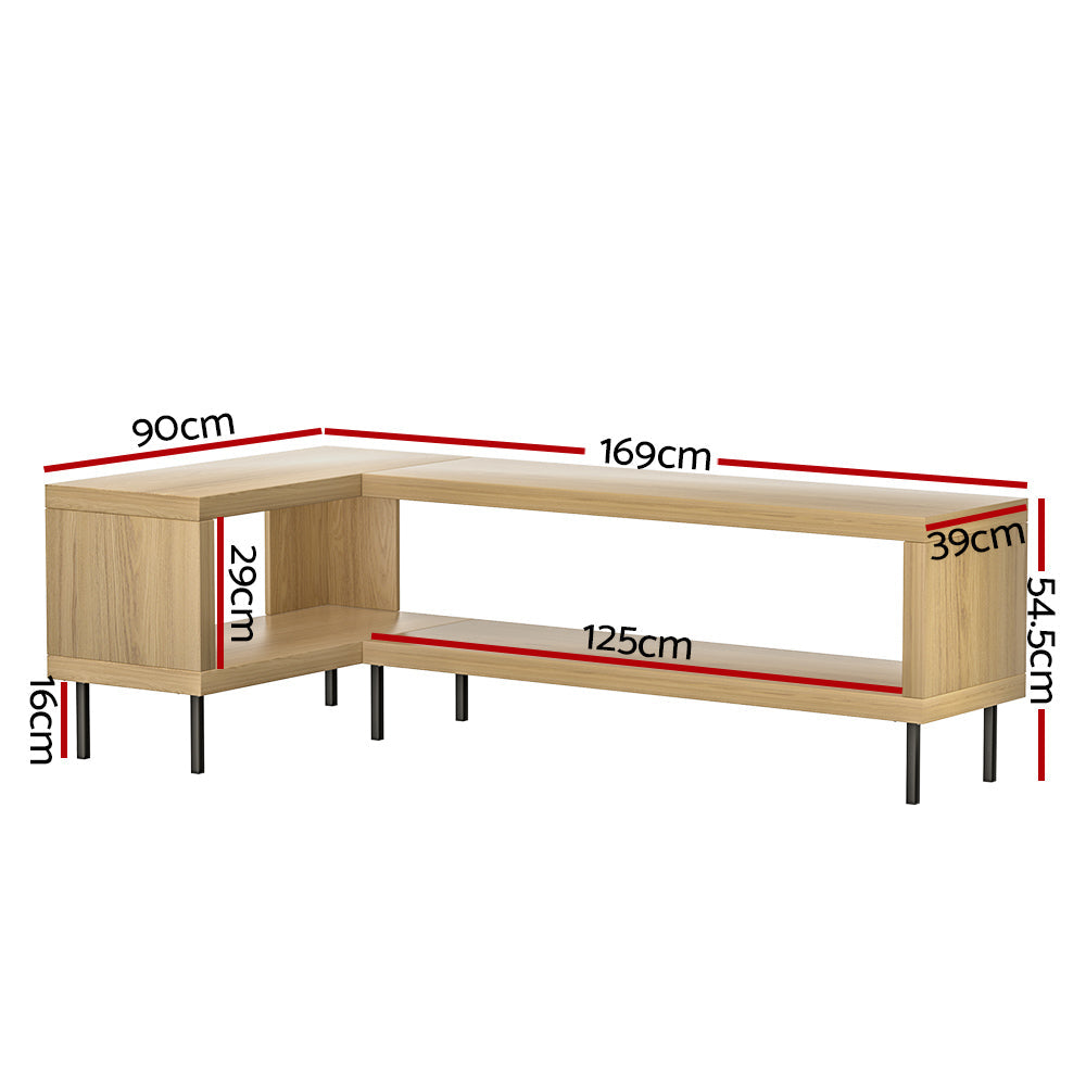 Artiss Corner Entertainment Unit TV Cabinet Display Storage Shelf Wooden Pine Artiss