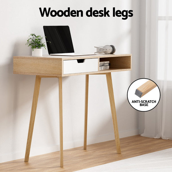 Artiss 2 Drawer Wood Computer Desk - Oak Artiss