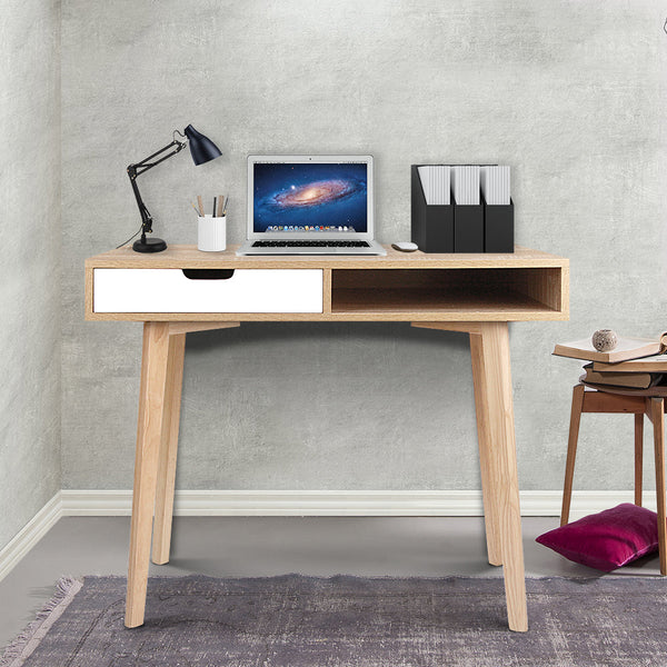 Artiss 2 Drawer Wood Computer Desk - Oak Artiss