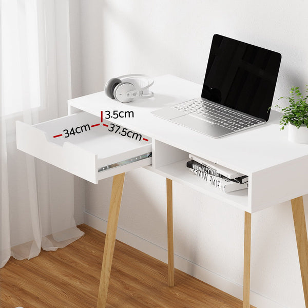 Artiss 2 Drawer Wood Computer Desk - White Artiss