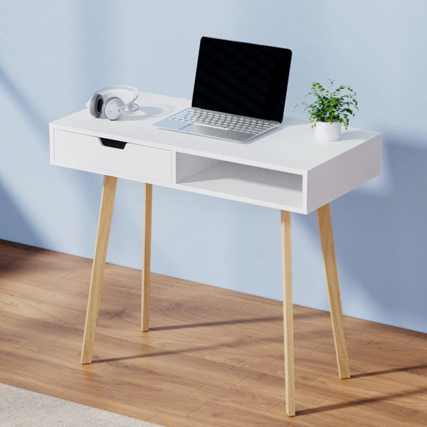 Artiss 2 Drawer Wood Computer Desk - White Artiss