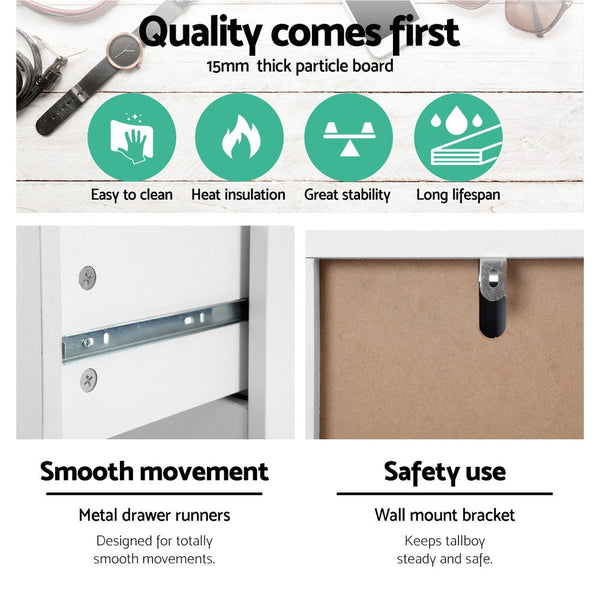 Artiss 6 Chest of Drawers Tallboy Cabinet Storage Dresser Table Bedroom Storage Artiss