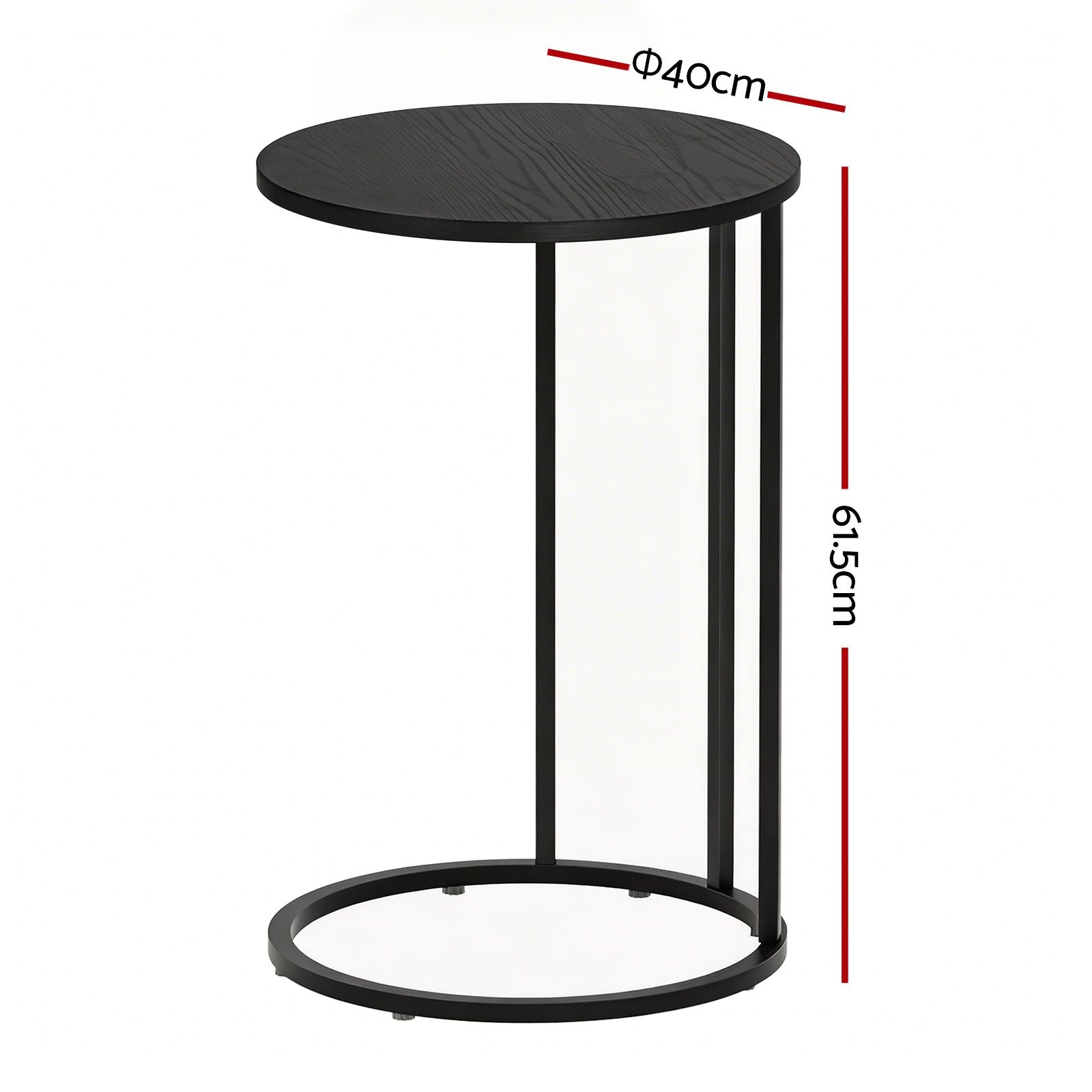 Artiss C Shaped End Table Set of 2 Coffee Table Side Table Round Black Awezingly