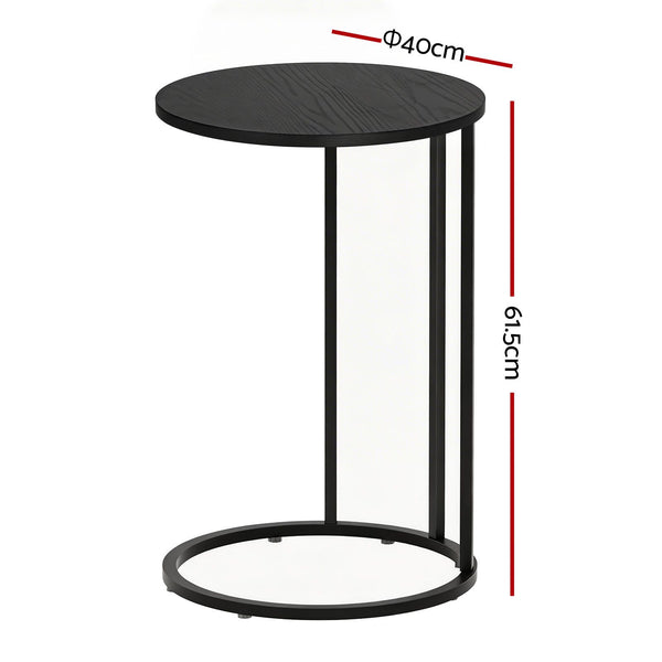 Artiss C Shaped End Table Set of 2 Coffee Table Side Table Round Black Awezingly