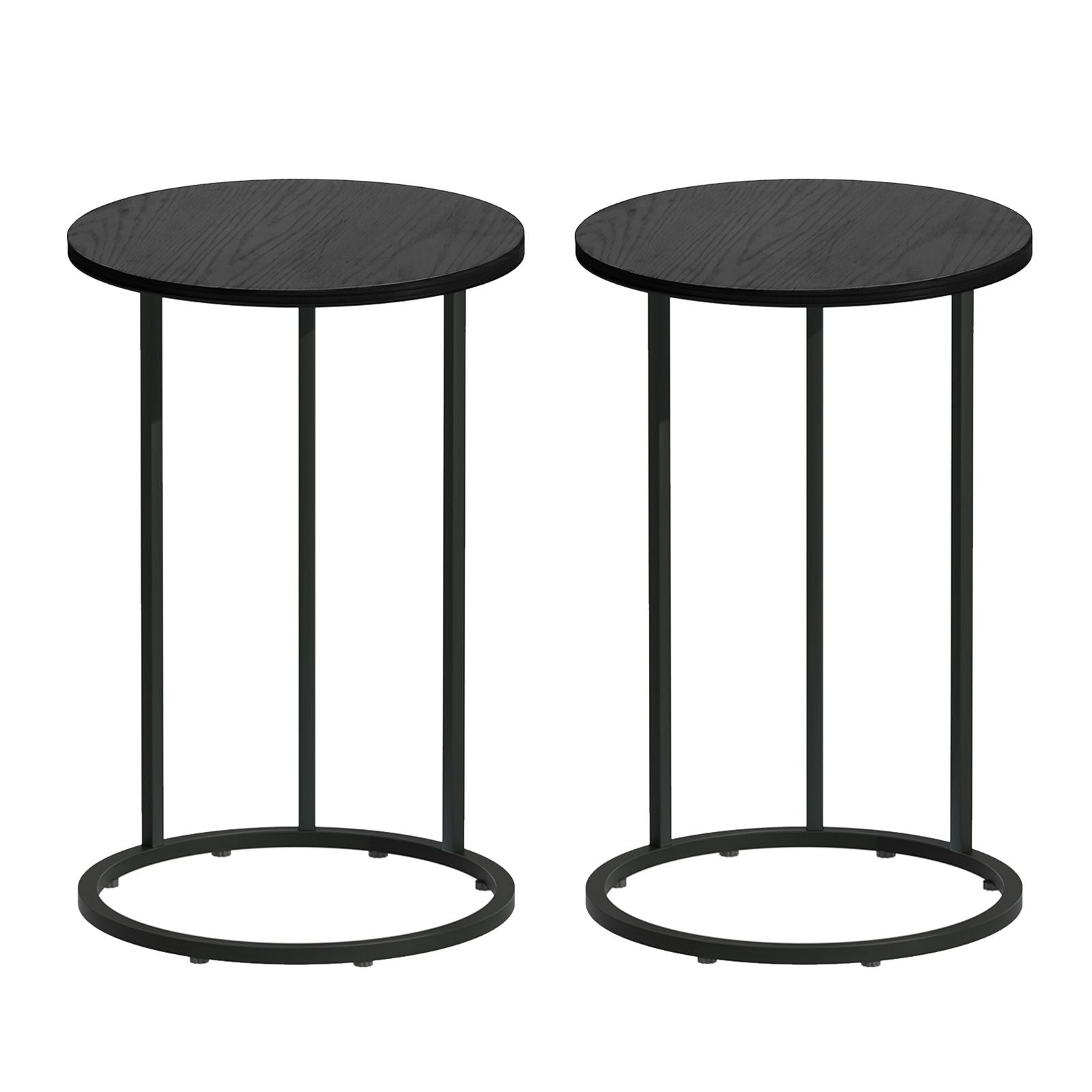Artiss C Shaped End Table Set of 2 Coffee Table Side Table Round Black Awezingly