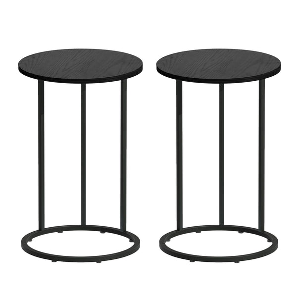Artiss C Shaped End Table Set of 2 Coffee Table Side Table Round Black Awezingly
