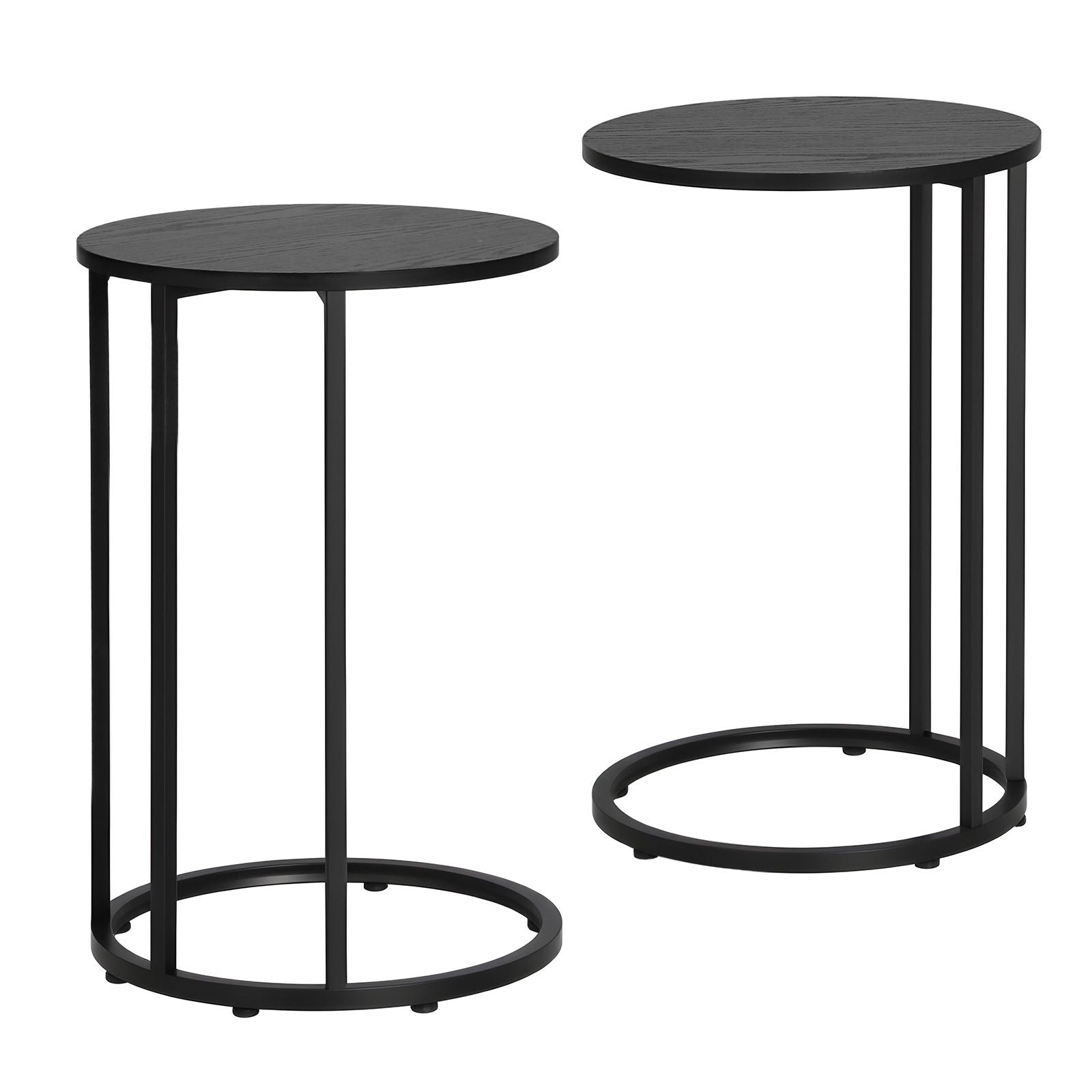 Artiss C Shaped End Table Set of 2 Coffee Table Side Table Round Black Awezingly