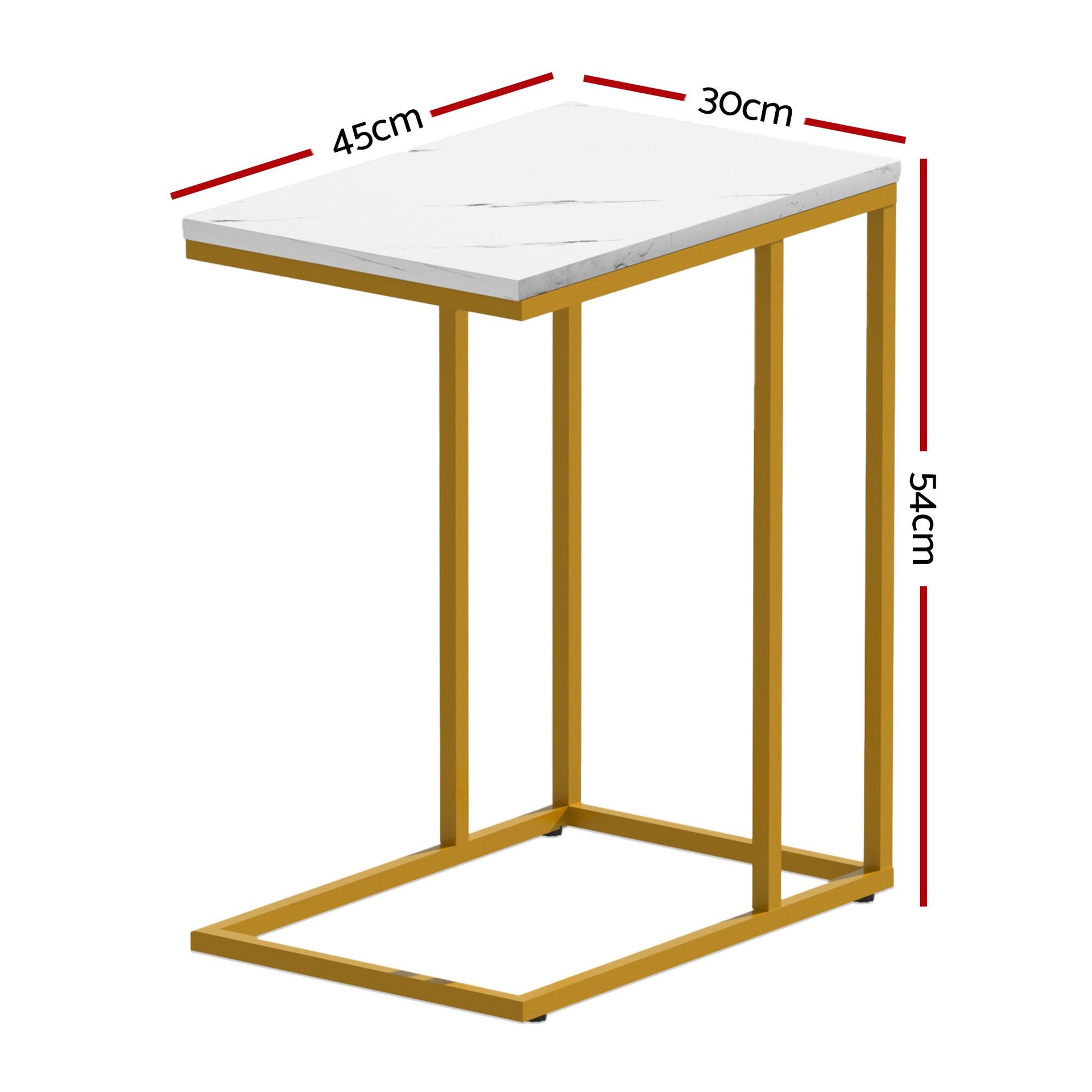 Artiss C Shaped End Table Set of 2 Coffee Table Side Table White & Gold Awezingly