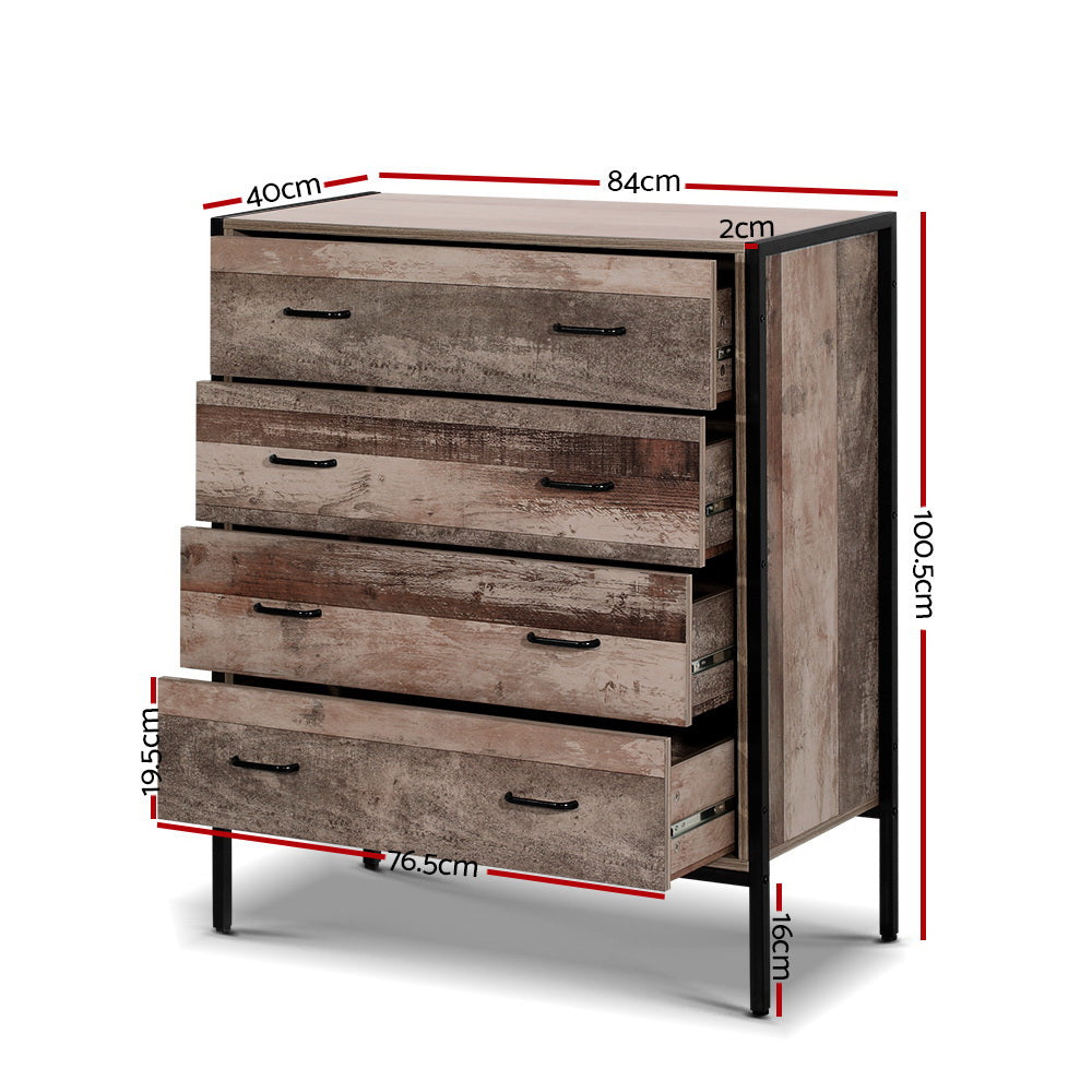 Artiss Chest of Drawers Tallboy Dresser Storage Cabinet Industrial Rustic Artiss