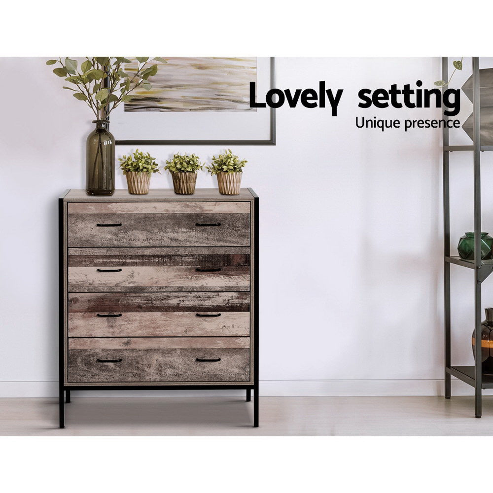 Artiss Chest of Drawers Tallboy Dresser Storage Cabinet Industrial Rustic Artiss