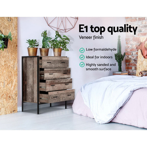 Artiss Chest of Drawers Tallboy Dresser Storage Cabinet Industrial Rustic Artiss