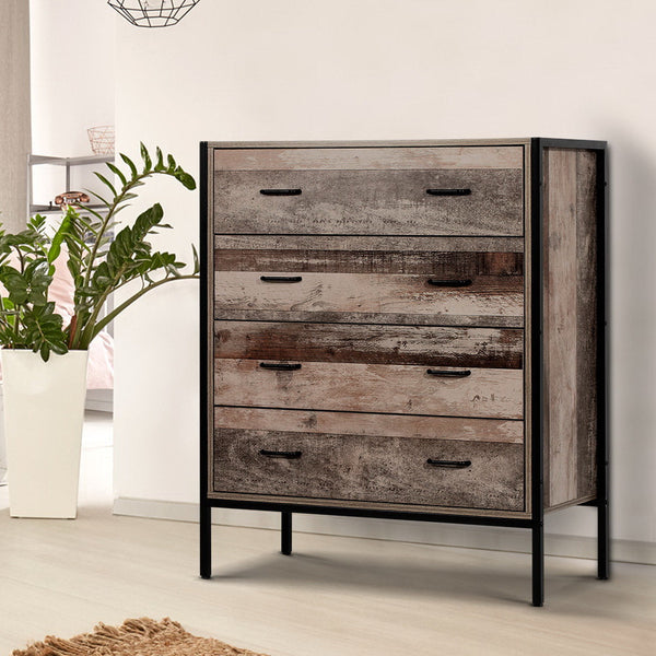Artiss Chest of Drawers Tallboy Dresser Storage Cabinet Industrial Rustic Artiss