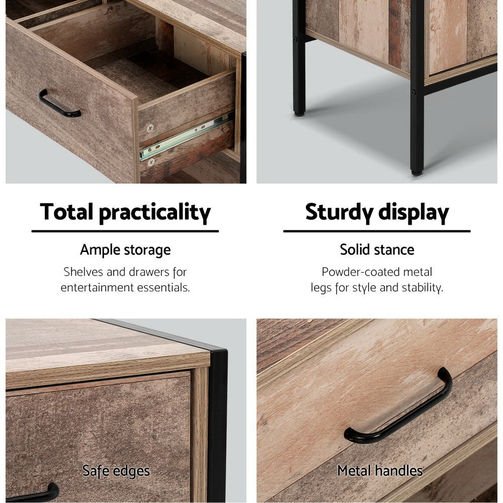 Artiss TV Stand Entertainment Unit Rustic Wooden 120cm Artiss