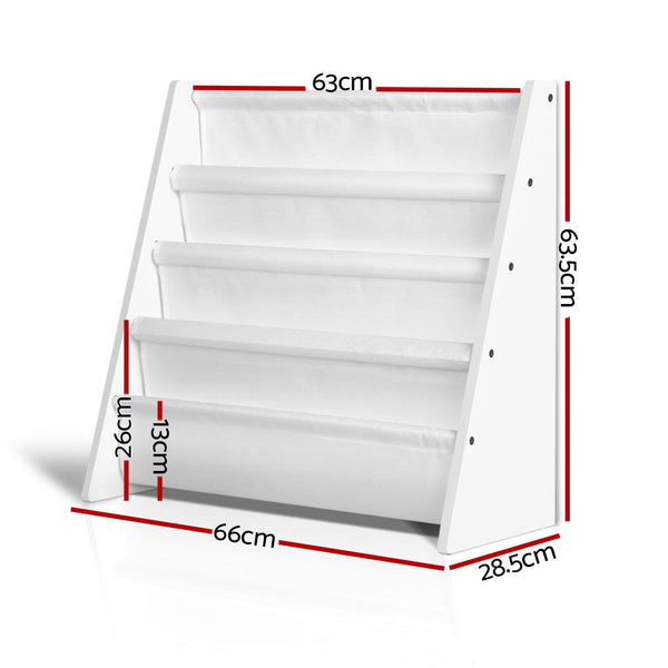 Keezi Kids Bookshelf Bookcase Magazine Rack Organiser Display - White Keezi