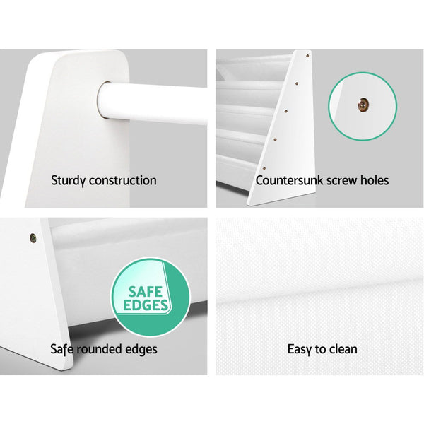 Keezi Kids Bookshelf Bookcase Magazine Rack Organiser Display - White Keezi